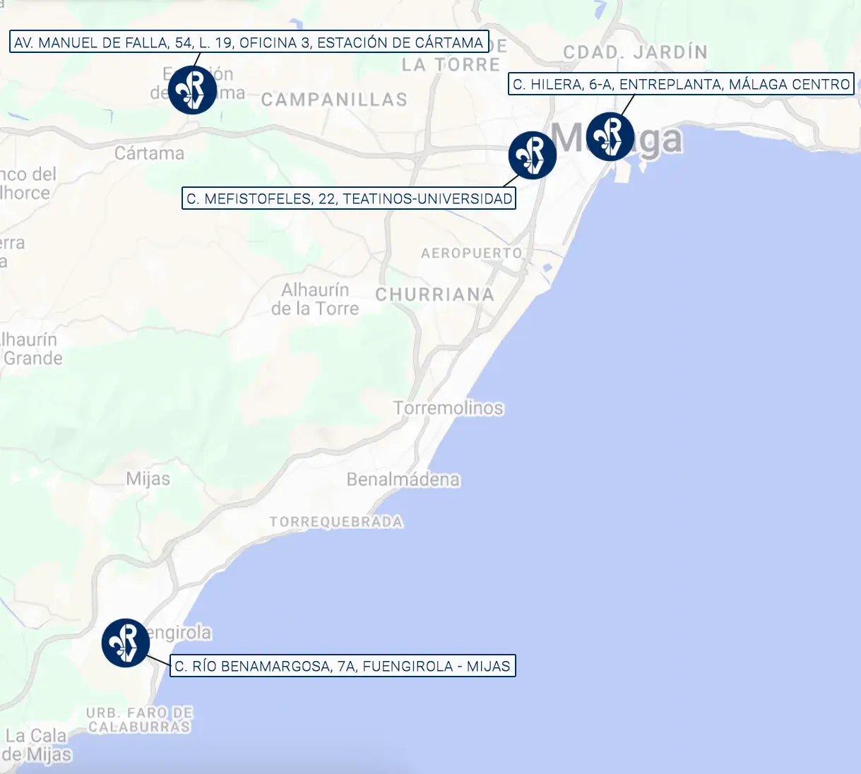 ubicaciones rojano vera malaga