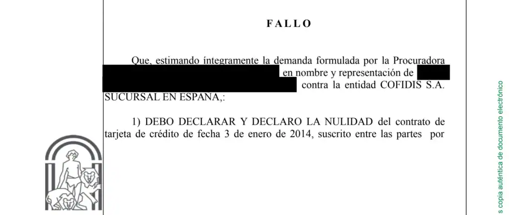 anulacion malaga tarjeta revlving cofidis interes usurario