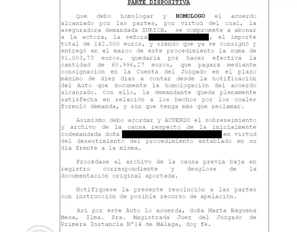 Acuerdo judicial de indemnización de 142.000 euros por atropello en un paso de peatones en Málaga