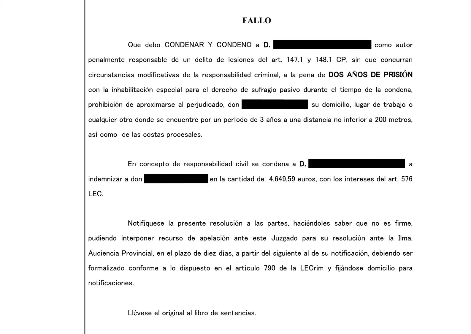 Sentencia condenatoria por agresión a un motorista en Málaga con dos años de prisión e indemnización